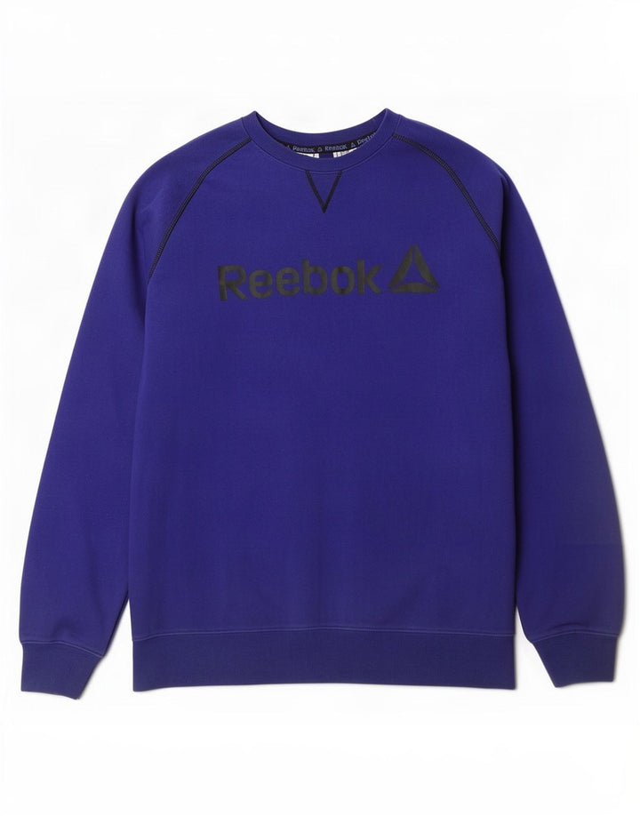 Ανδρικό γραφικό φούτερ Reebok Jumper μεγάλο μπλε βαμβακερό