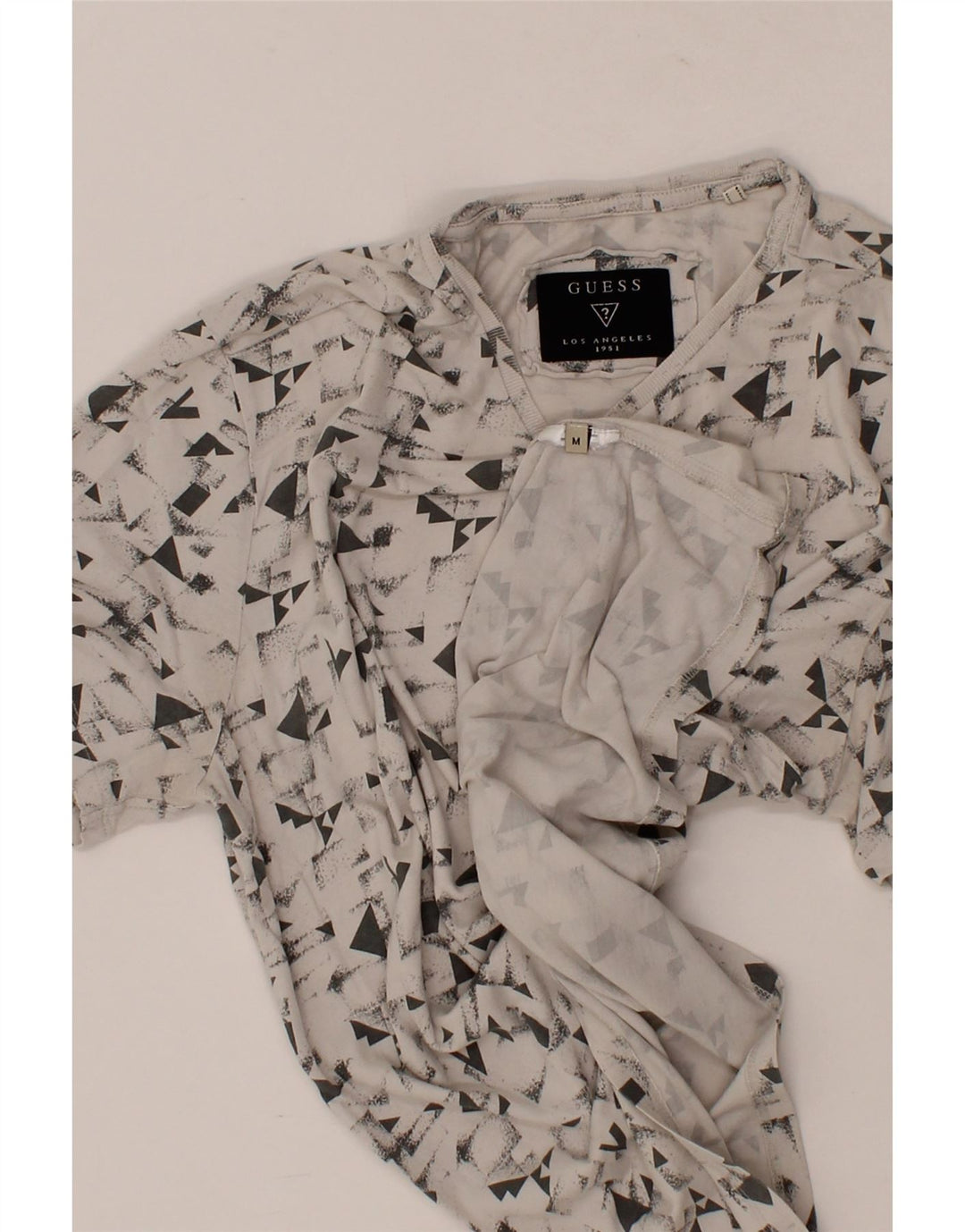 GUESS Mens T-Shirt Top Medium Grey Geometric Vintage Guess and Second-Hand Guess from Messina Hembry 