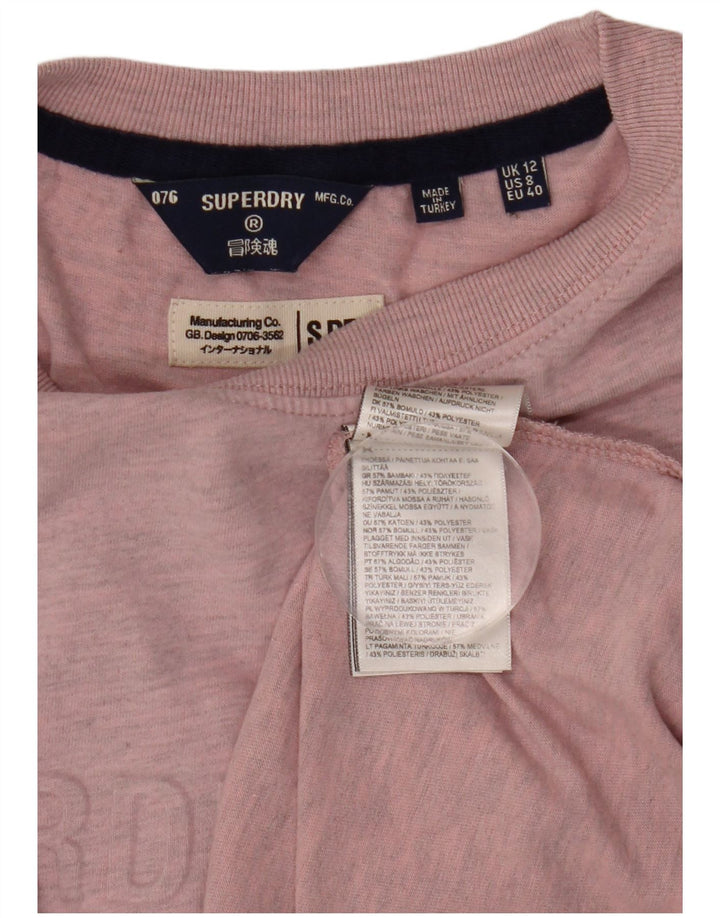 Γυναικείο γραφικό μπλουζάκι Superdry Top UK 12 Medium Pink Polyester
