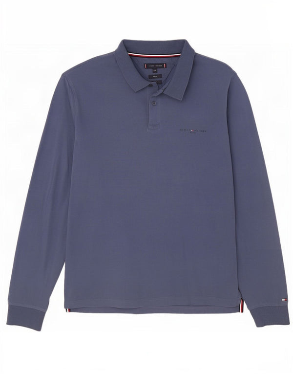 Tommy Hilfiger ανδρικό μακρυμάνικο μπλουζάκι πόλο 2XL, μπλε βαμβακερό