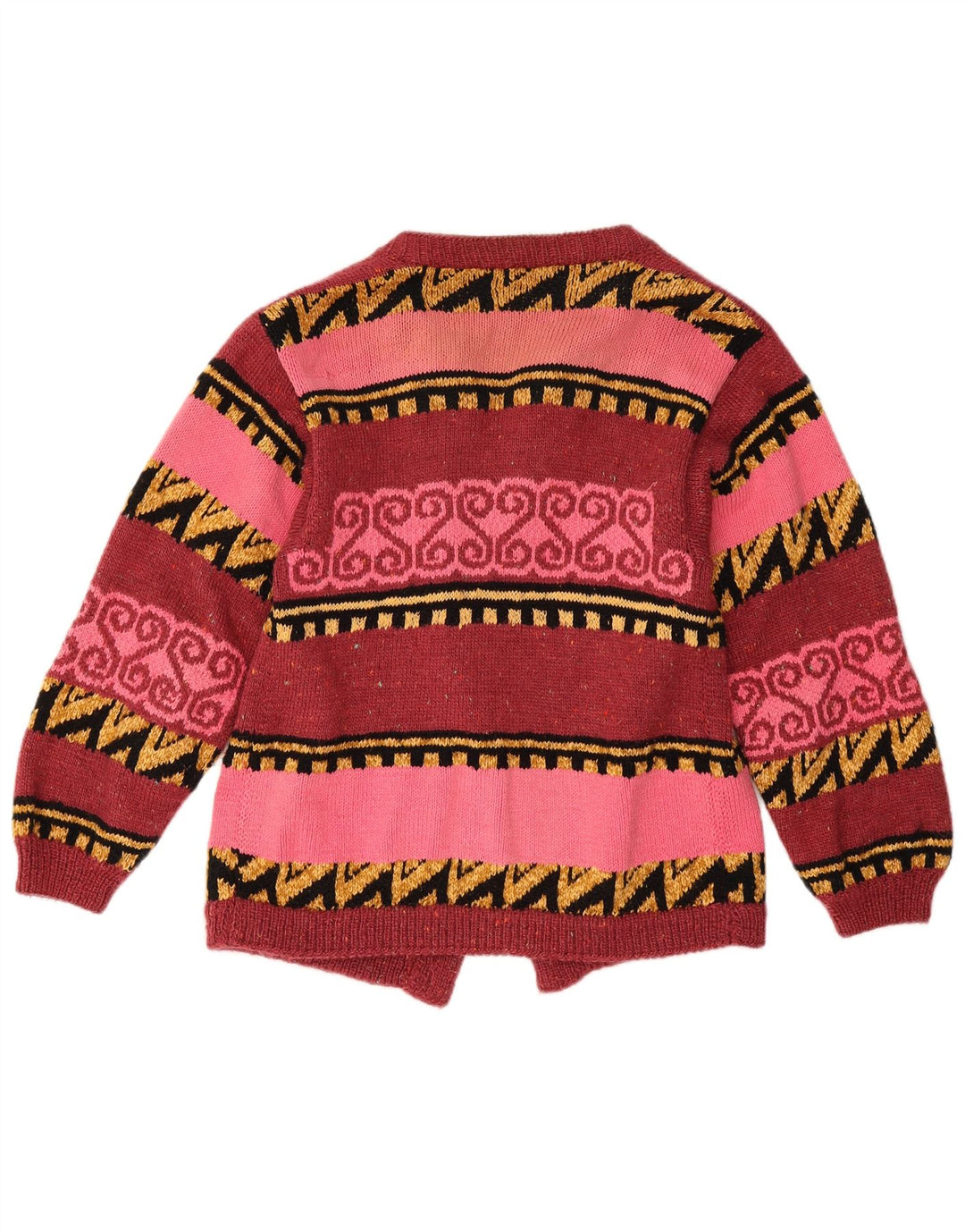 Vintage Γυναικείο ανοιχτό πουλόβερ UK 12 Medium Red Geometric