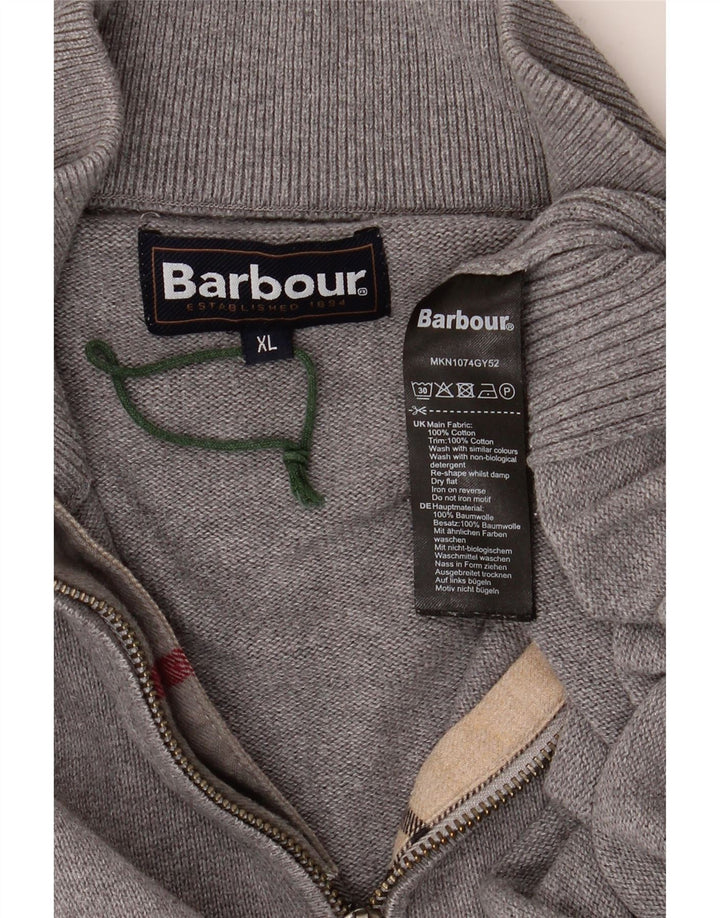 Ανδρικό πουλόβερ Barbour με φερμουάρ XL Γκρι βαμβακερό