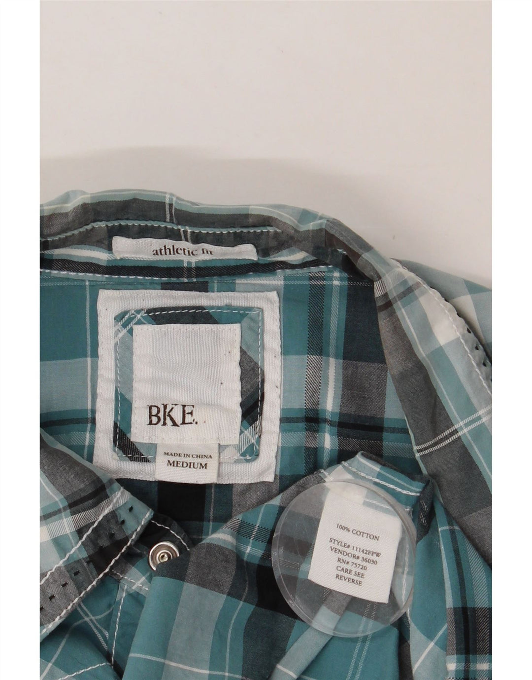 BKE Mens Athletic Fit  Shirt Medium Blue Check Cotton Vintage BKE and Second-Hand BKE from Messina Hembry 