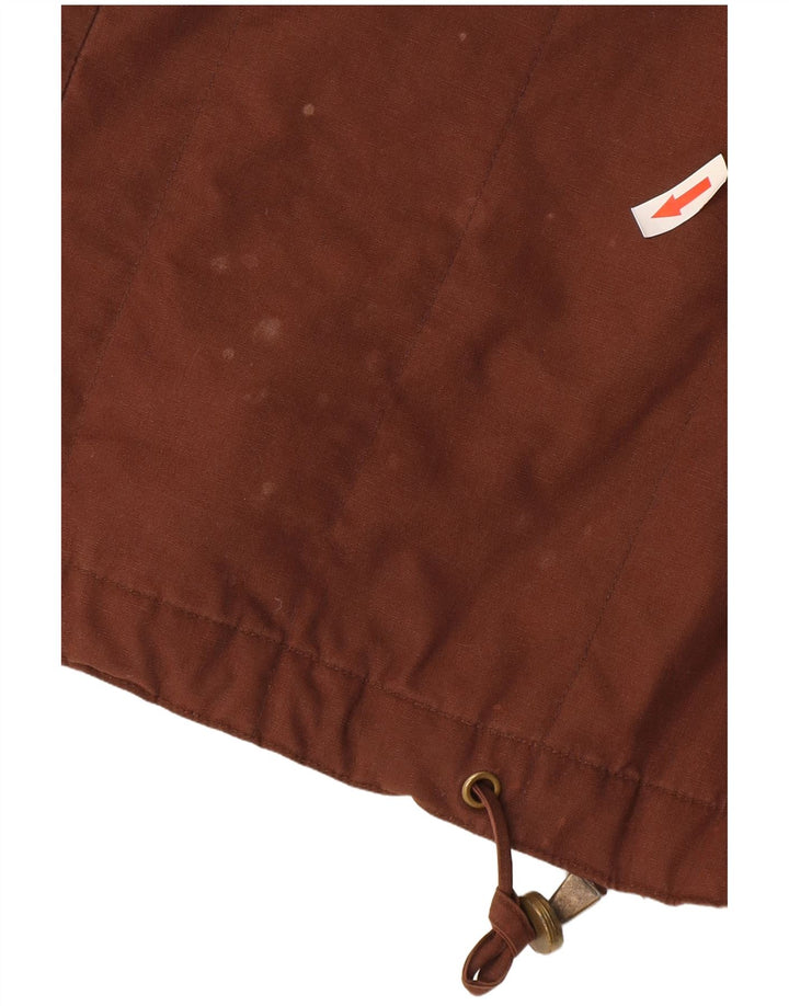 Vintage Γυναικείο Oversized Gilet UK 10 Small Brown Βαμβακερό
