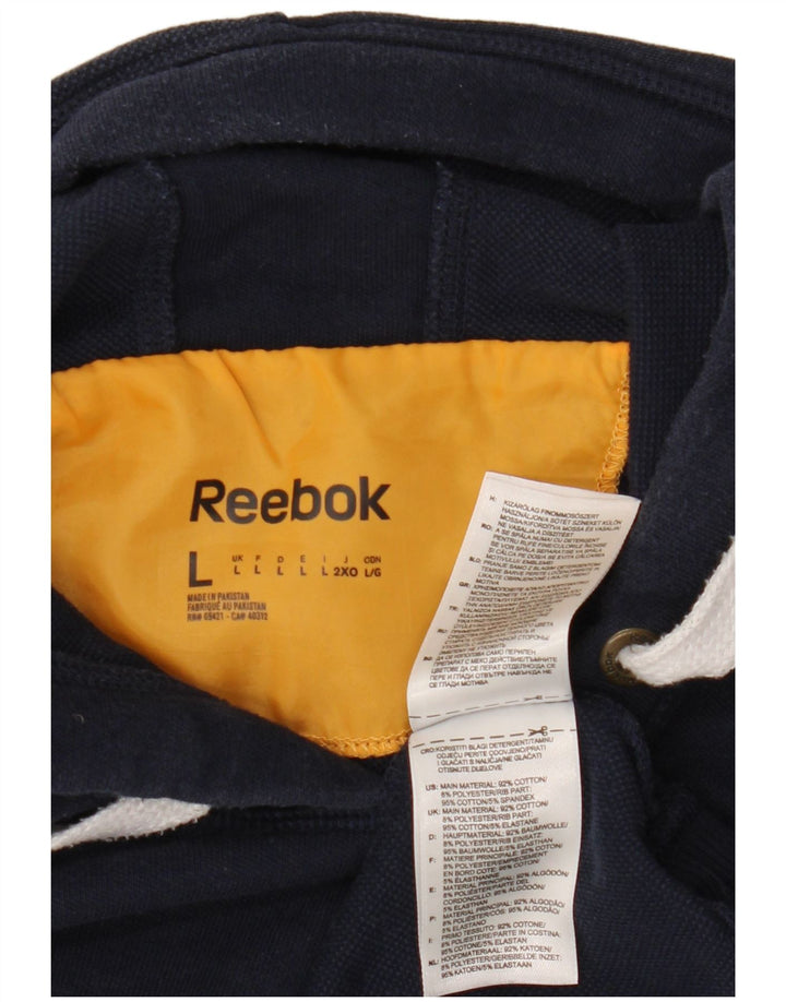 Ανδρικό γραφικό κουκούλα REEBOK Μεγάλο μπλε βαμβακερό