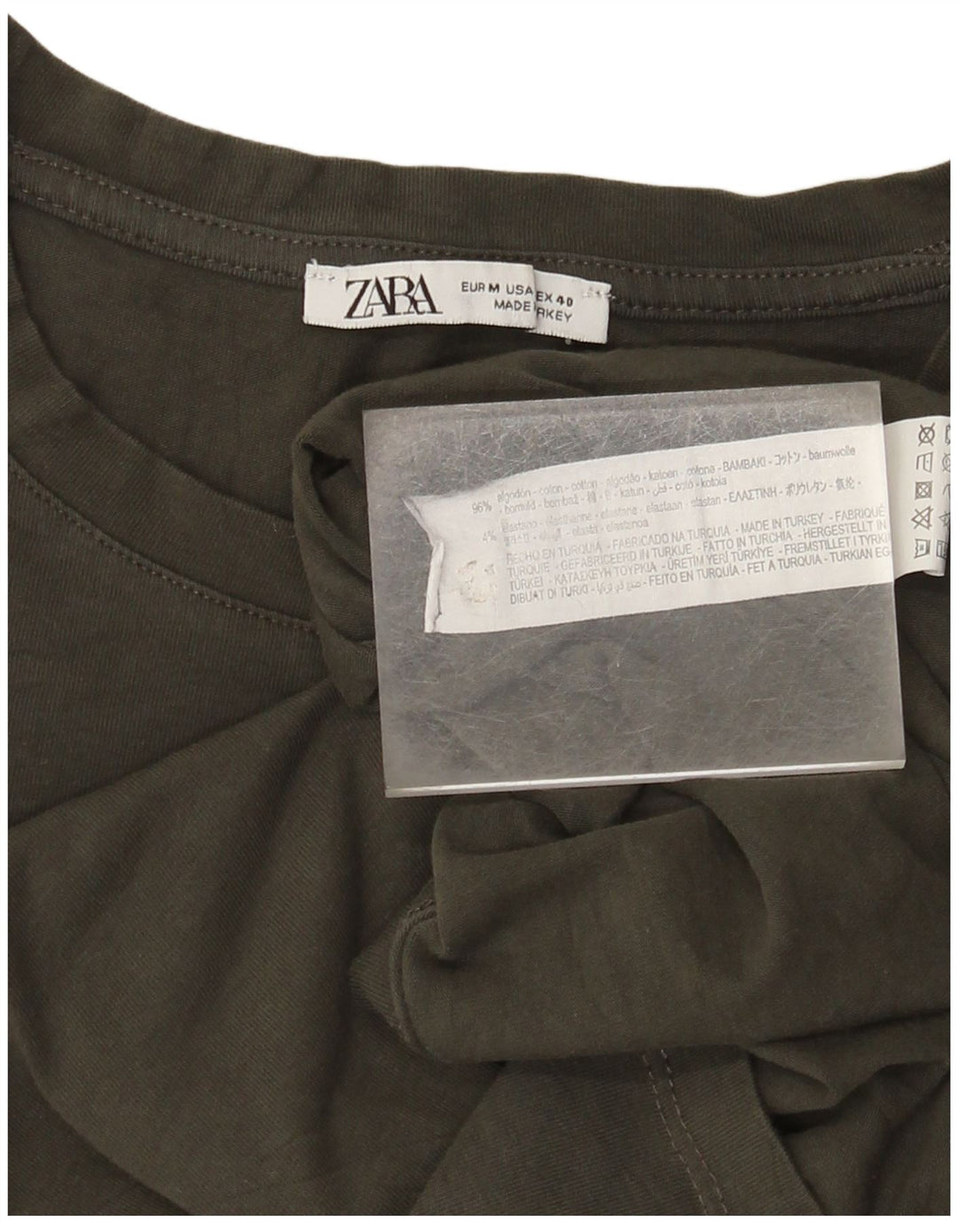 Ανδρικό T-Shirt Zara Τοπ μεσαίο καφέ βαμβακερό