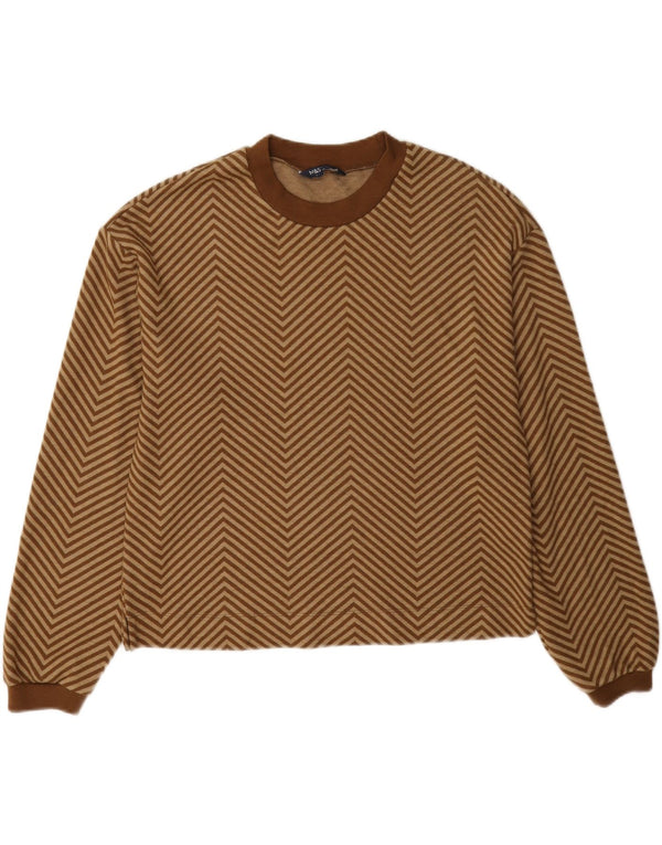 Marks & Spencer Γυναικείο πουλόβερ με λαιμόκοψη UK 12 Medium Brown Chevron