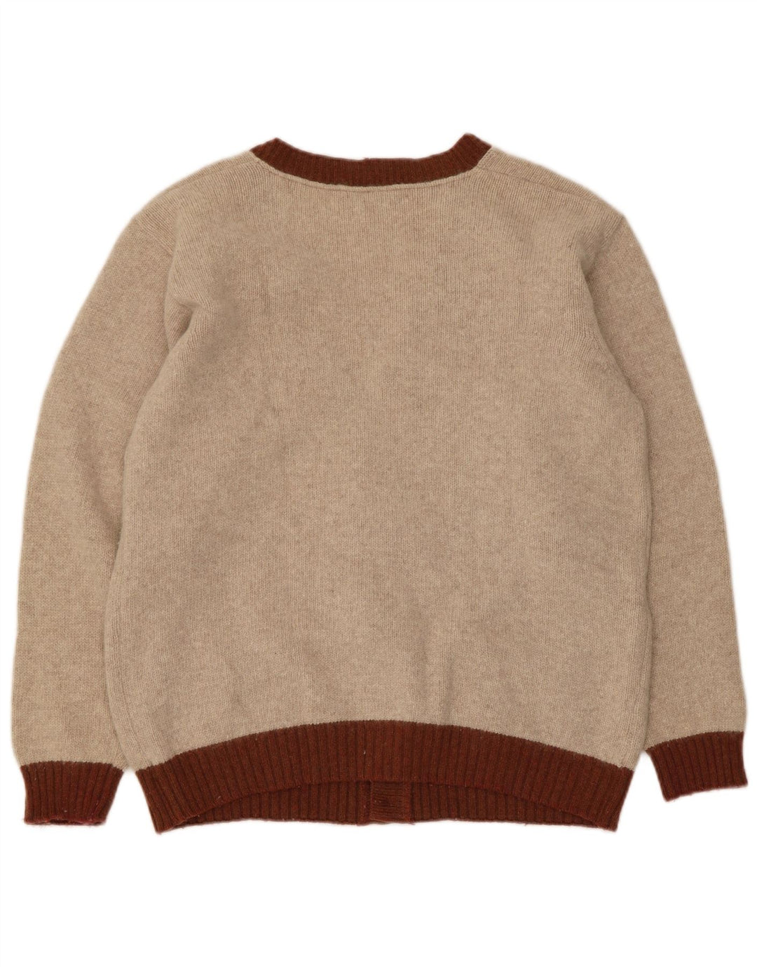 Vintage Ανδρικό Ζακέτα πουλόβερ Μικρό Μπεζ Argyle/Diamond Wool