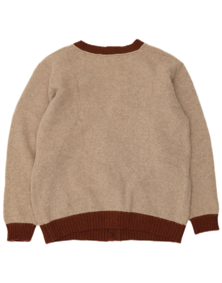 Vintage Ανδρικό Ζακέτα πουλόβερ Μικρό Μπεζ Argyle/Diamond Wool