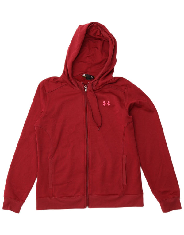 UNDER ARMOR Γυναικείο πουλόβερ με κουκούλα με φερμουάρ UK 16 μεγάλο μπορντό πολυεστέρα