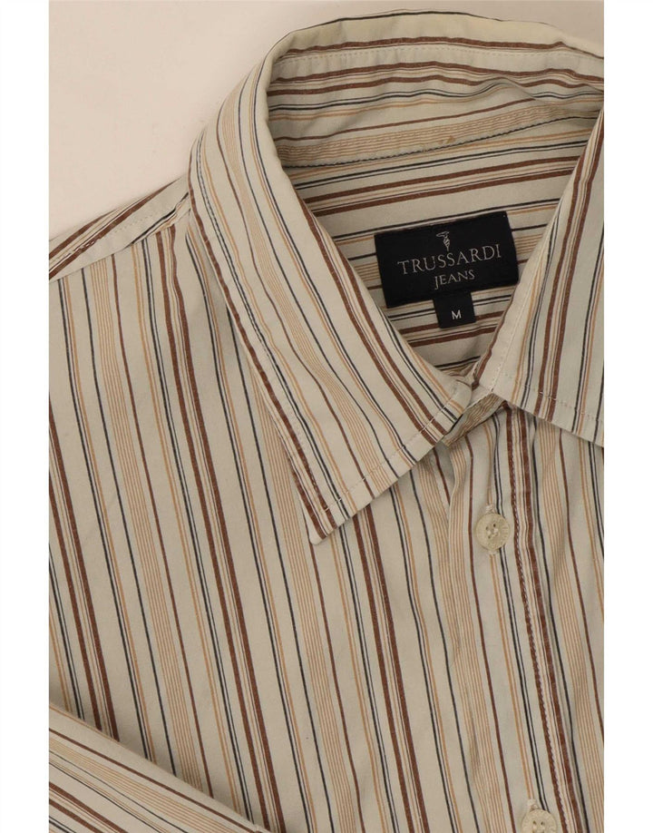 Trussardi Jeans Ανδρικό Κοντομάνικο Πουκάμισο Μεσαίο Μπεζ Ριγέ