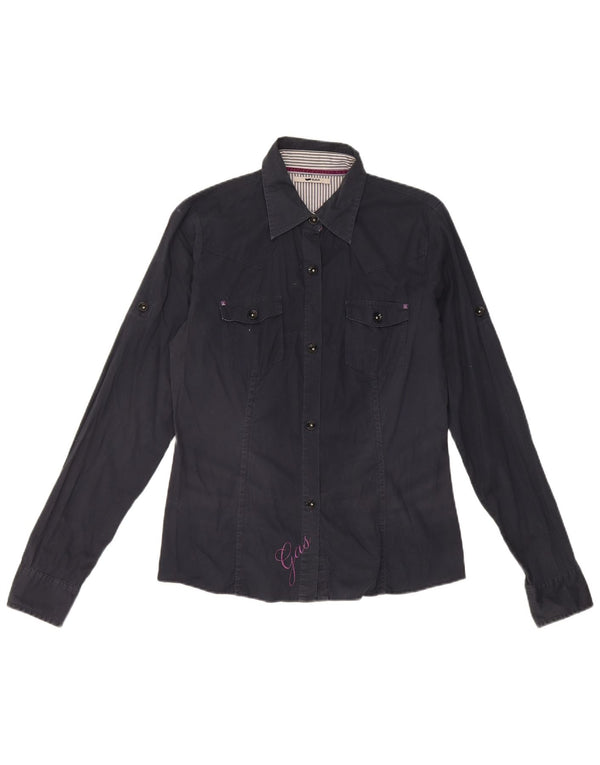Gas Γυναικείο πουκάμισο UK 12 Medium Navy Blue βαμβακερό
