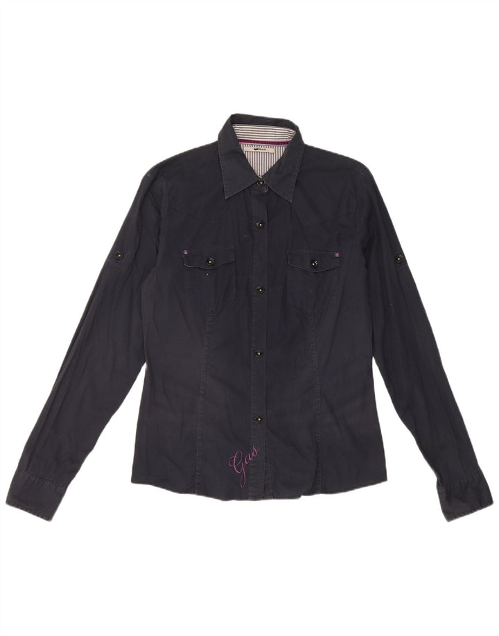 Gas Γυναικείο πουκάμισο UK 12 Medium Navy Blue βαμβακερό