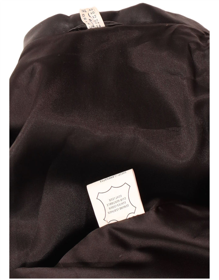 Vintage Γυναικείο Δερμάτινο Παλτό UK 14 Medium Black Leather