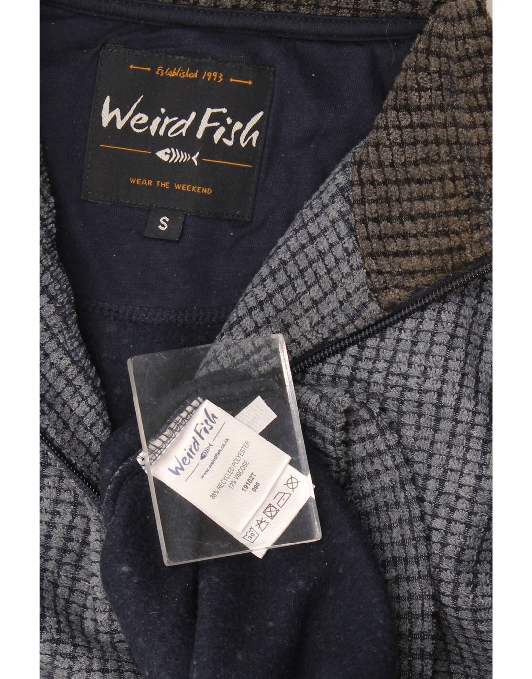 Weird Fish Mens Zip Fleece Jumper Μικρό Navy Blue Polyester