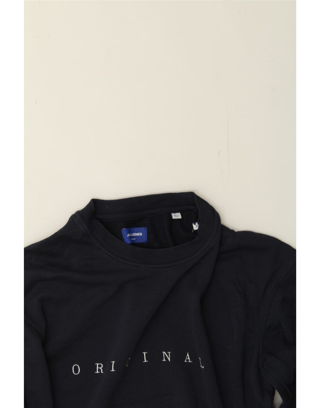 JACK & JONES Mens Sweatshirt Jumper Medium Navy Blue Polyester Vintage Jack & Jones and Second-Hand Jack & Jones from Messina Hembry 