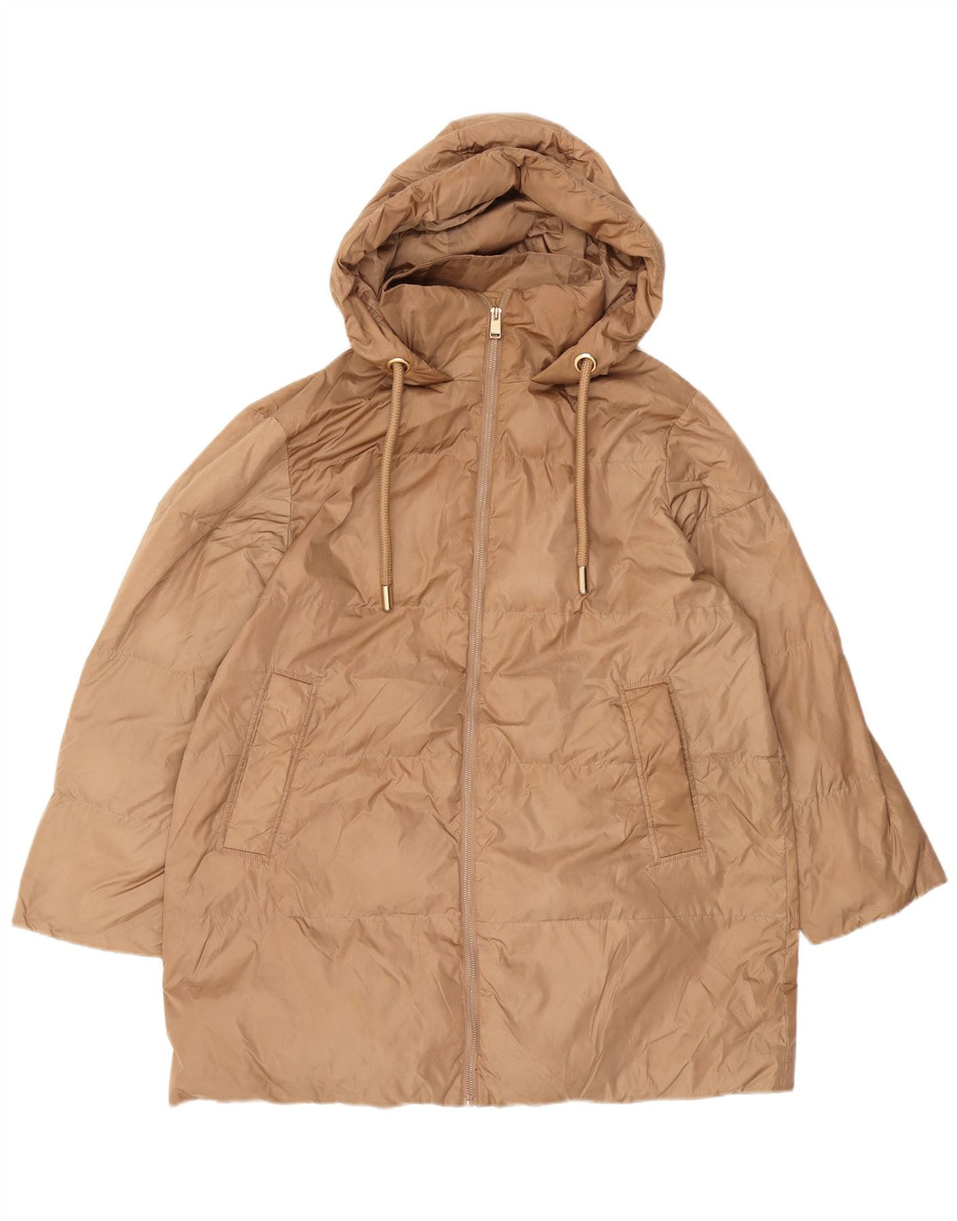 Zara Γυναικείο παλτό με κουκούλα μεγάλου μεγέθους UK 10 Small Beige