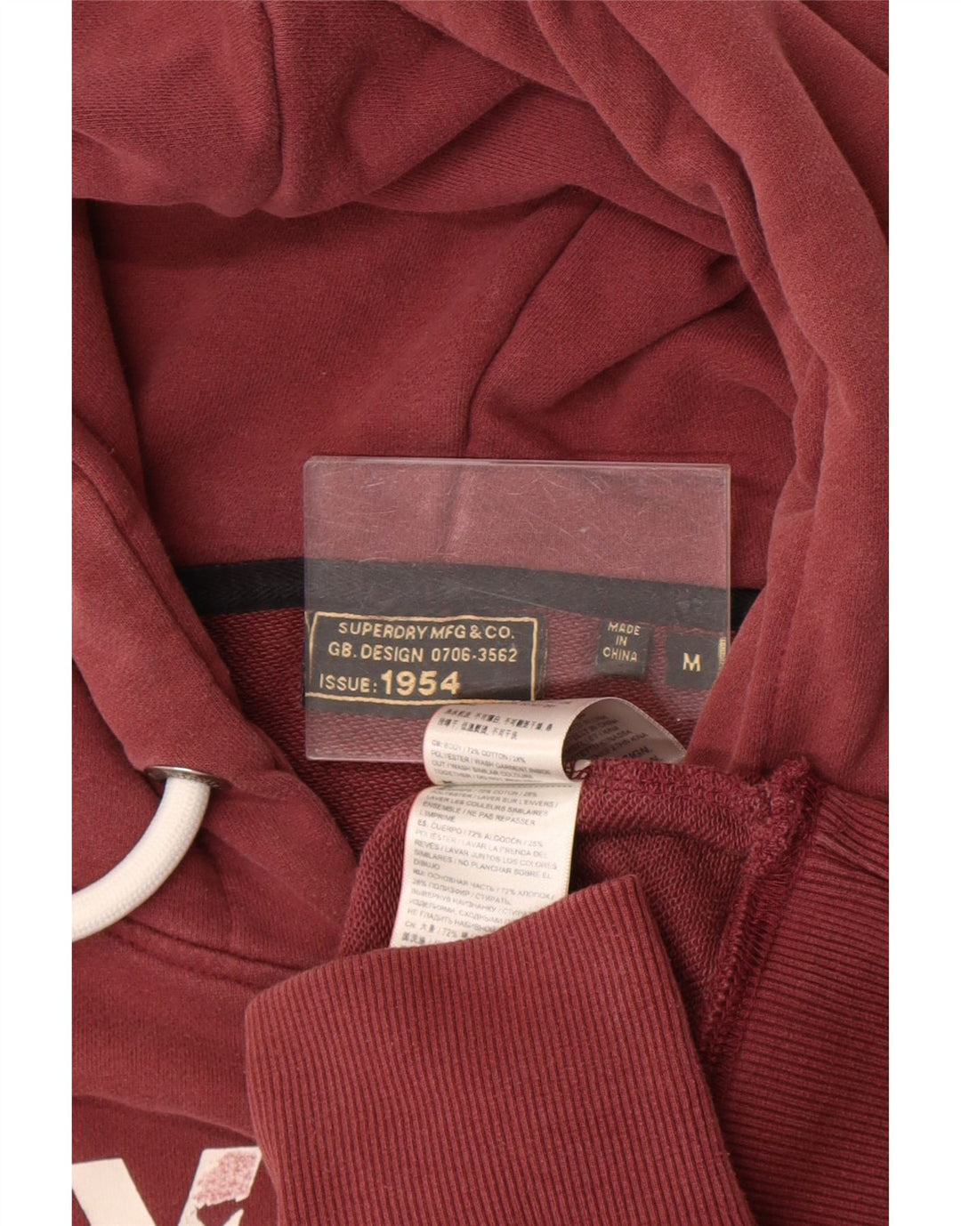 Ανδρικό γραφικό κουκούλα Superdry, μεσαίο βαμβακερό μπορντό