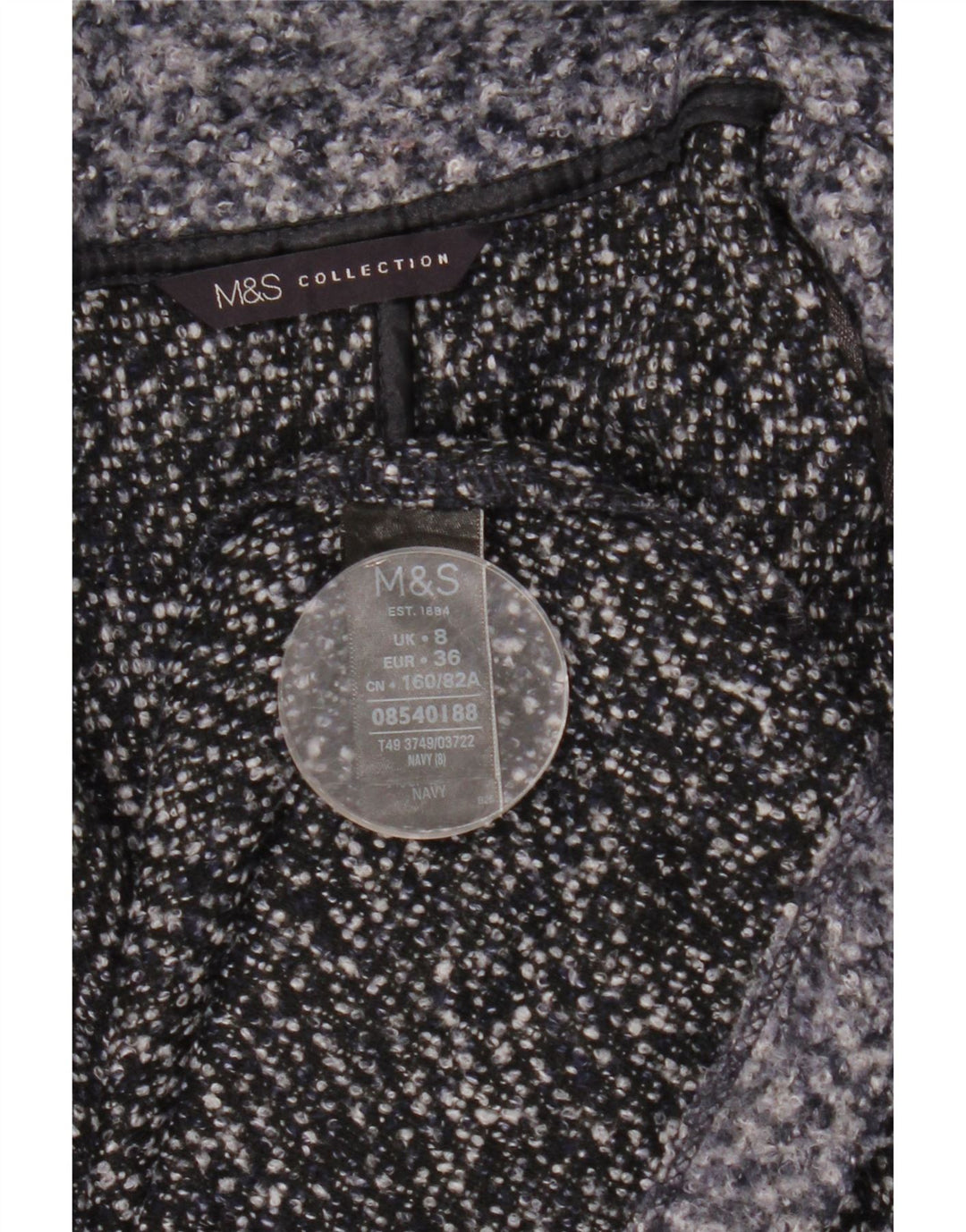 Marks & Spencer Γυναικείο παλτό UK 8 Small Navy Blue Flecked Polyester