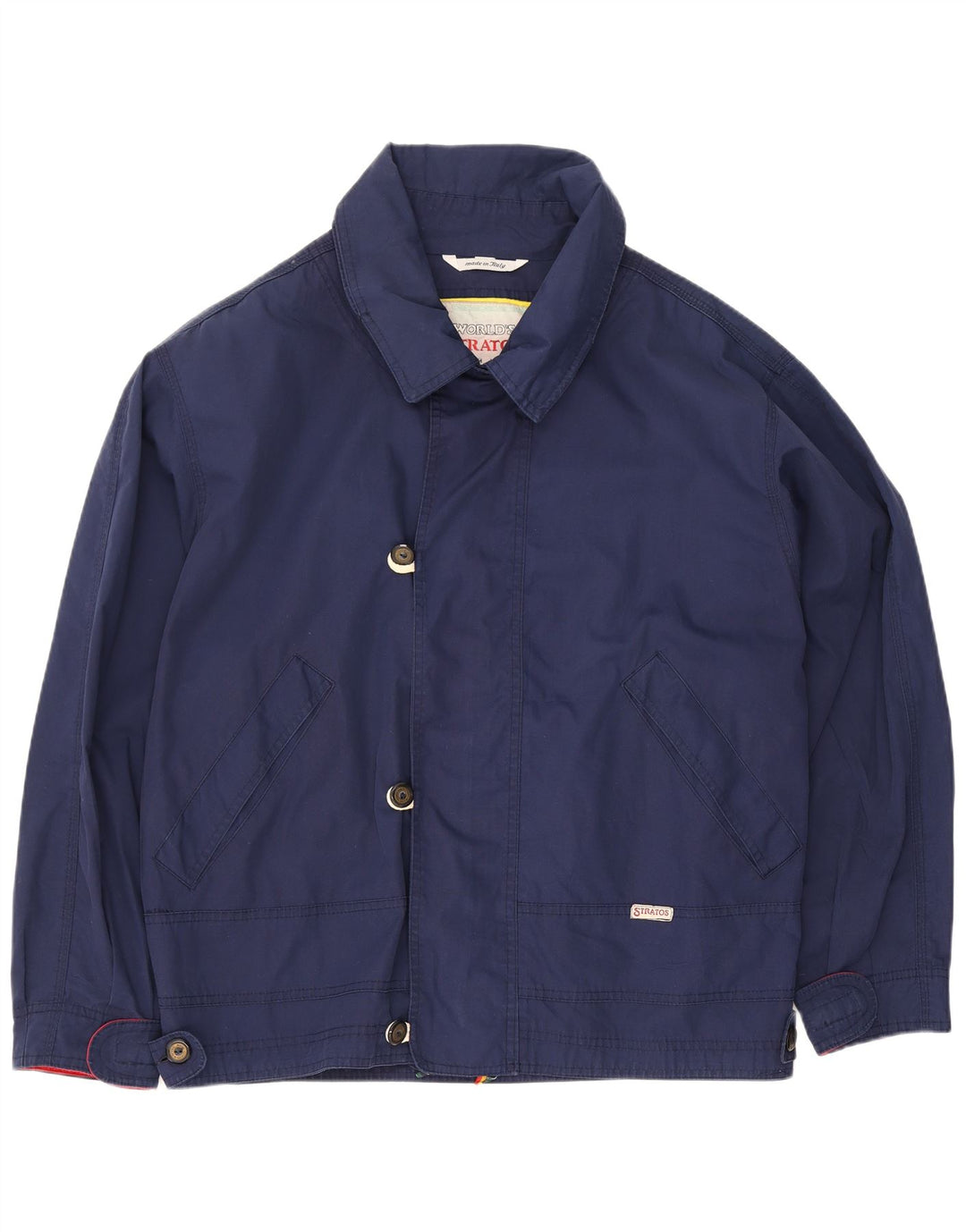 Vintage Ανδρικό Bomber Jacket UK 38 Medium Navy Blue Polyester