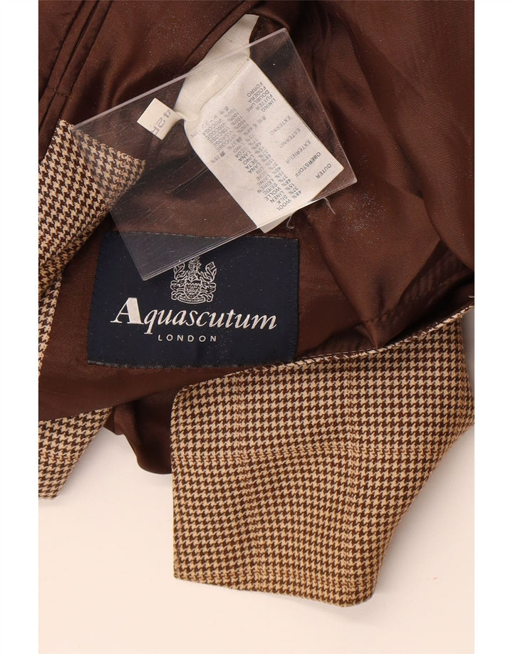 Aquascutum Ανδρικό σακάκι σακάκι με 2 κουμπιά UK 42 XL Καφέ μαλλί Houndstooth