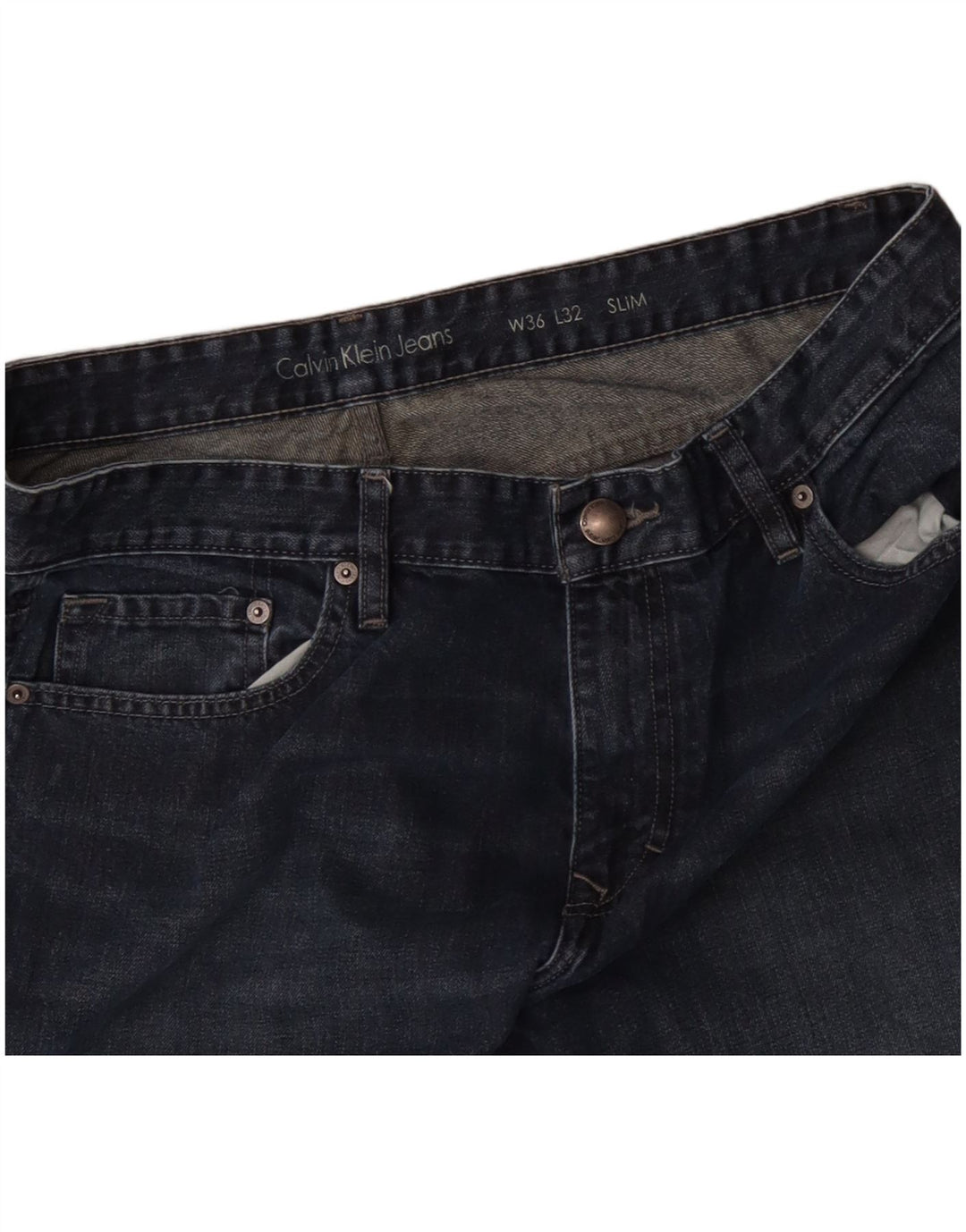 CALVIN KLEIN Ανδρικό Slim Jeans W36 L32 Μπλε βαμβακερό