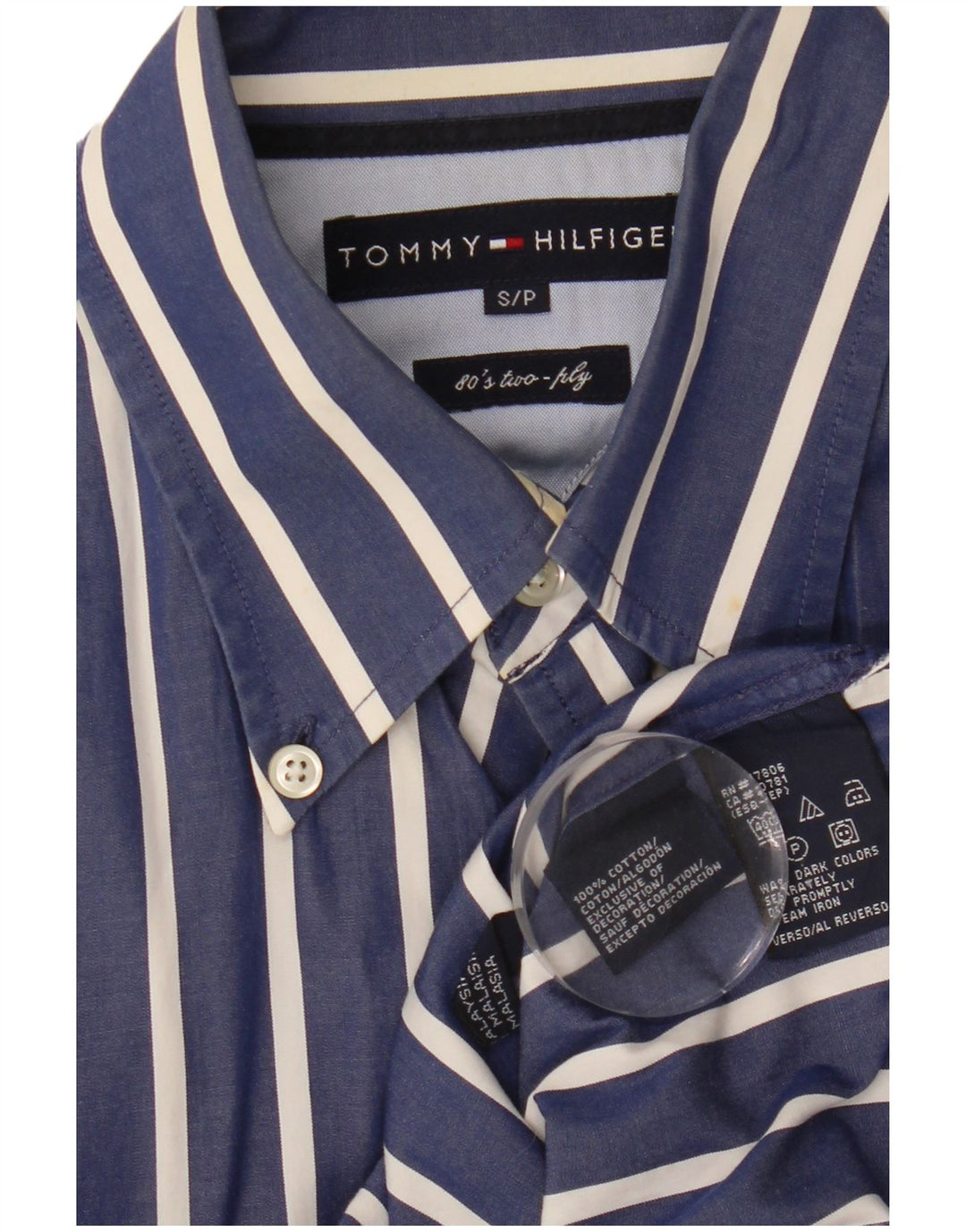 TOMMY HILFIGER Ανδρικό πουκάμισο Small Navy Blue Pinstripe Cotton 80s