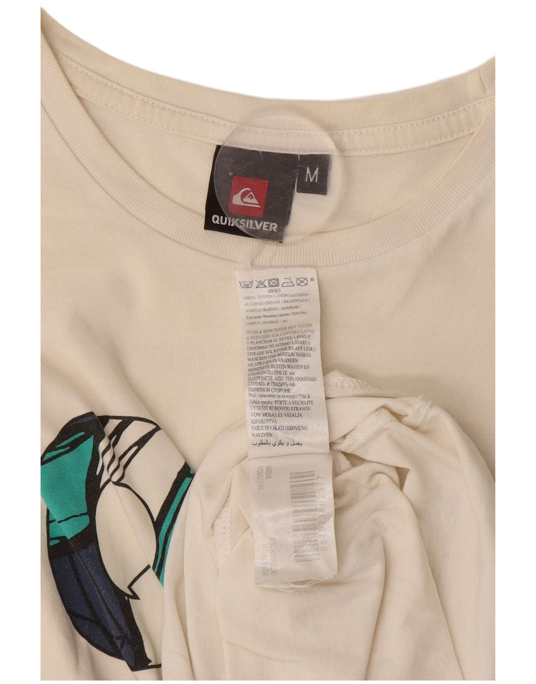 Ανδρικό γραφικό μπλουζάκι Quiksilver Top Βαμβακερό μεσαίο σε λευκό χρώμα