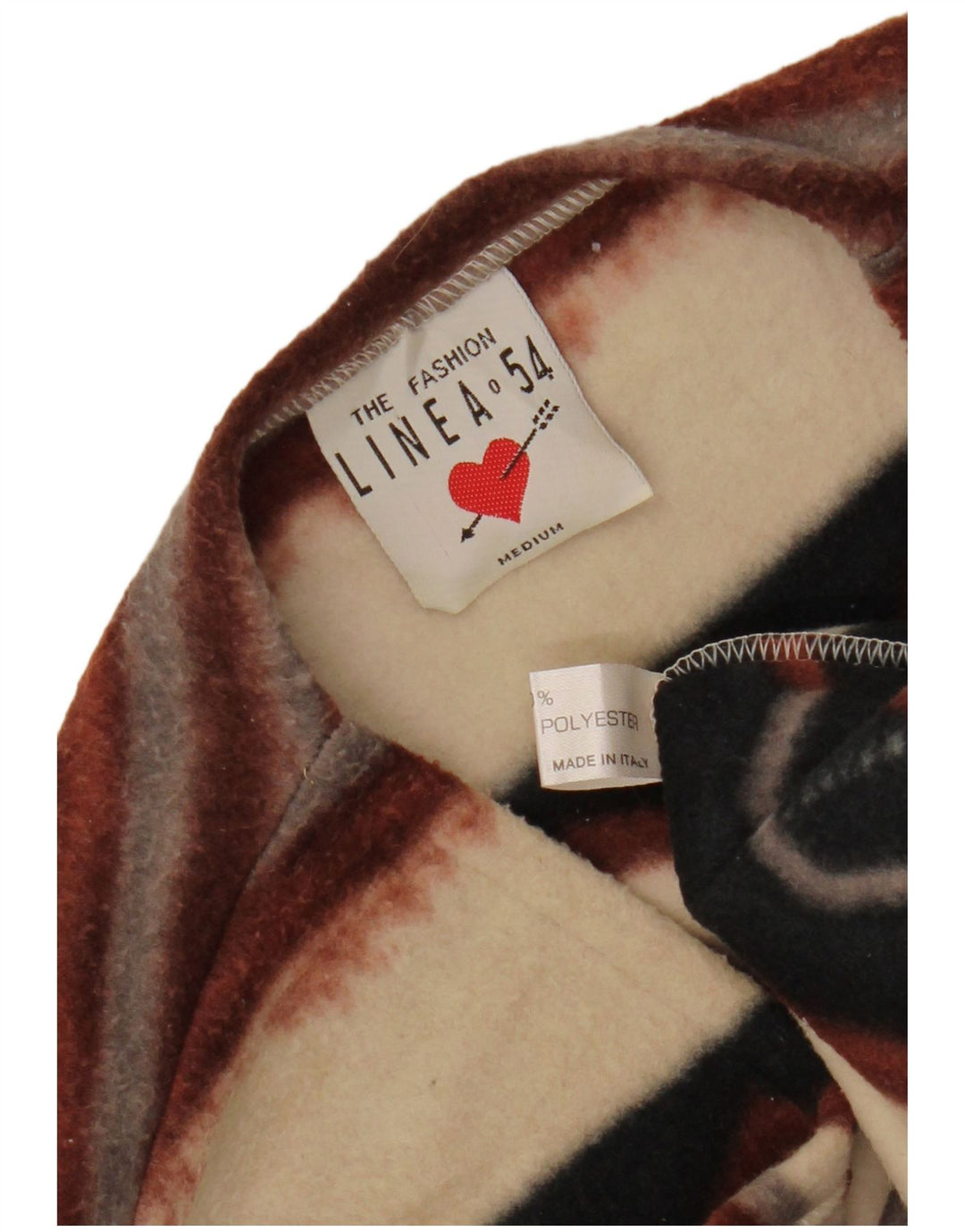 VINTAGE Γυναικεία Duffle Fleece Gilet UK 14 μεσαία πολύχρωμα ριγέ