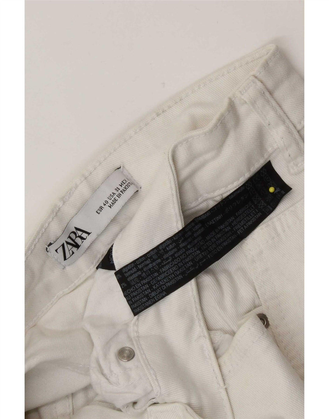 Ανδρικό Zara Distressed Cropped Jeans EU 40 Medium W31 L25 Λευκό βαμβακερό