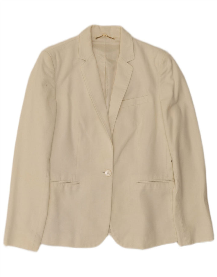Massimo Dutti Γυναικείο Μπουφάν σακάκι με 1 κουμπιά EU 40 Βαμβακερό μεσαίο σε ανοιχτό λευκό