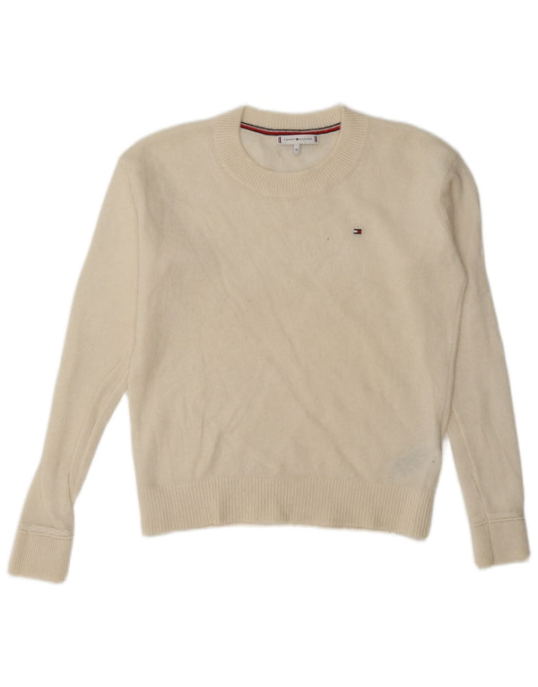 Tommy Hilfiger Γυναικείο πουλόβερ υπερμεγέθη Crew Neck Jumper UK 6 XS Off White