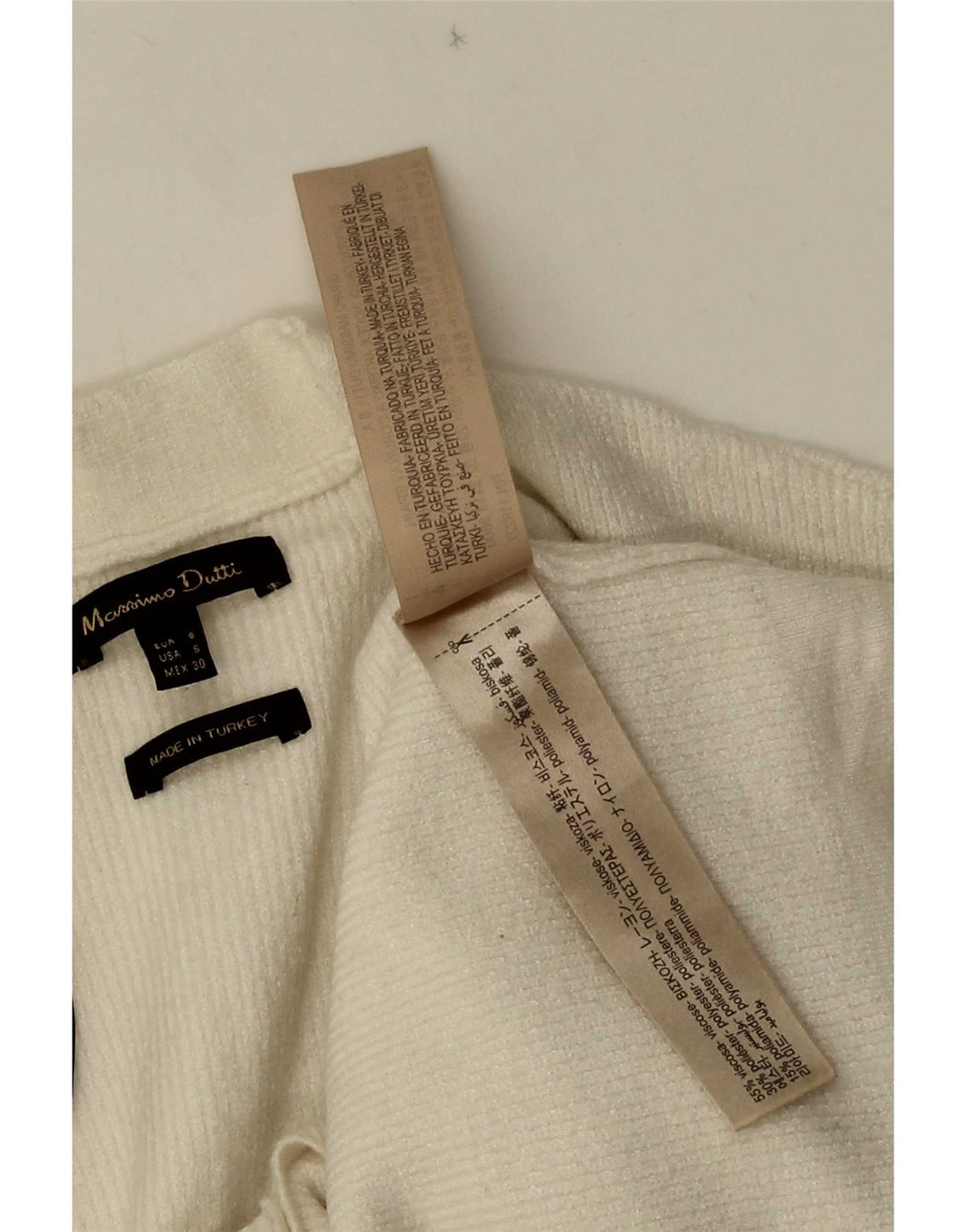 Massimo Dutti Γυναικείο πουλόβερ Crop Cardigan UK 10 Small White Viscose