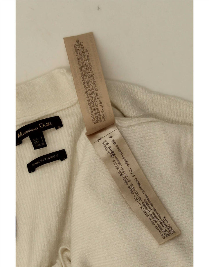 Massimo Dutti Γυναικείο πουλόβερ Crop Cardigan UK 10 Small White Viscose