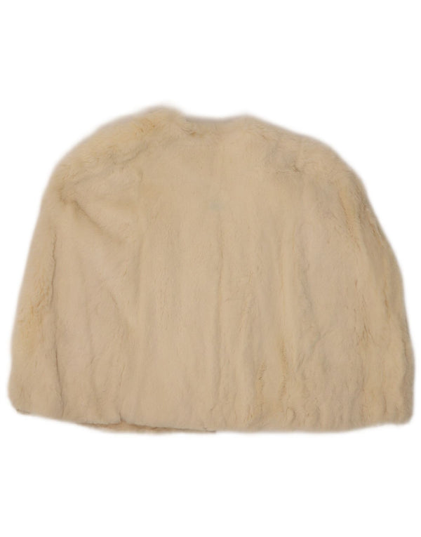 Vintage Womens Faux Fur Capelet Coat One Size Off White