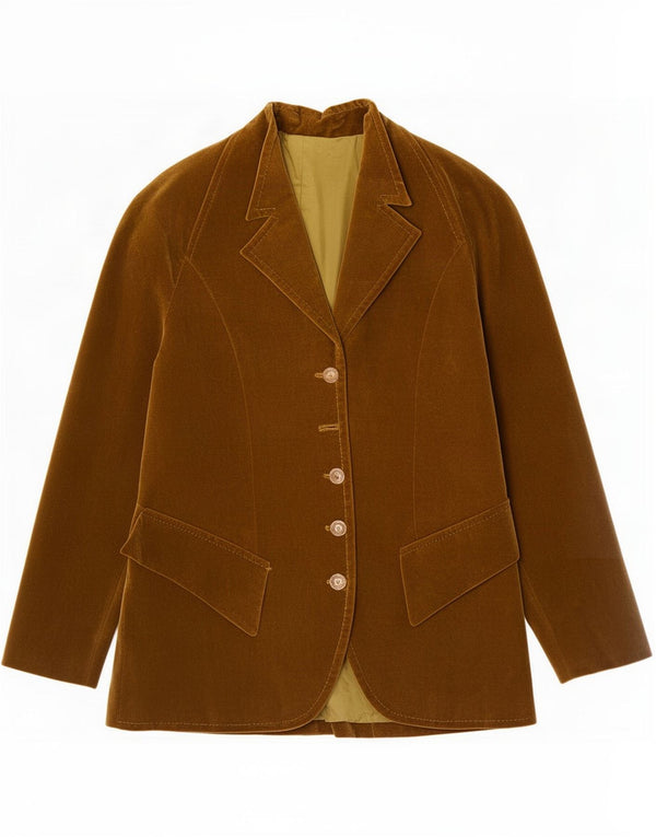 Vintage γυναικείο βελούδινο σακάκι με 5 κουμπιά UK 8 Small Khaki