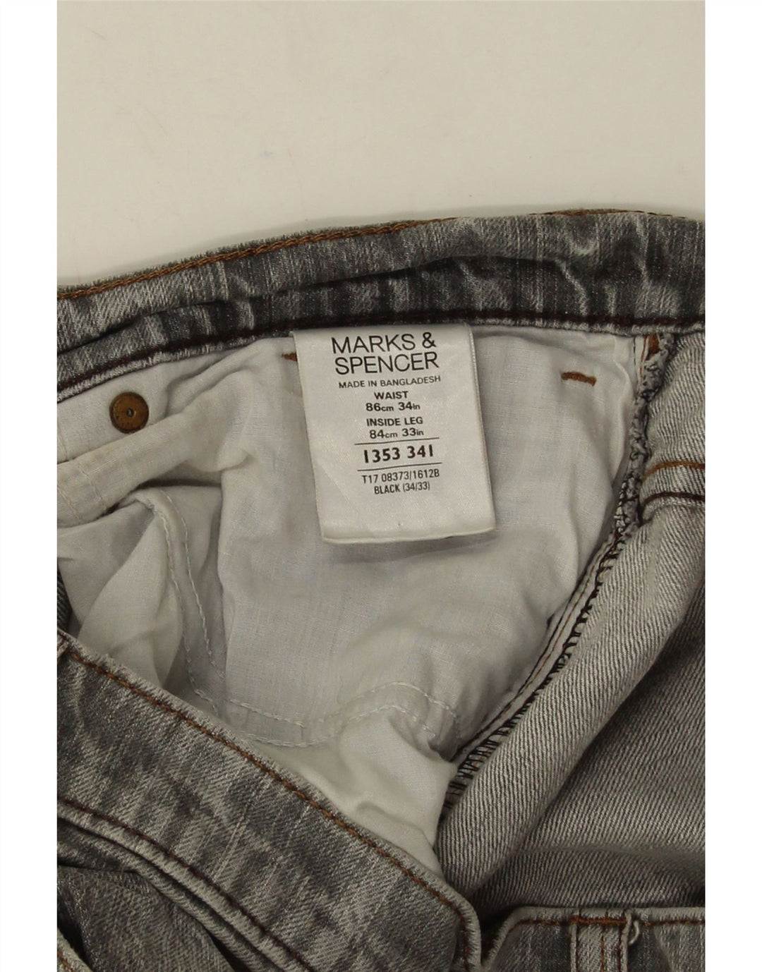 Ανδρικό τζιν ίσιο Marks & Spencer W34 L33 Γκρι βαμβακερό