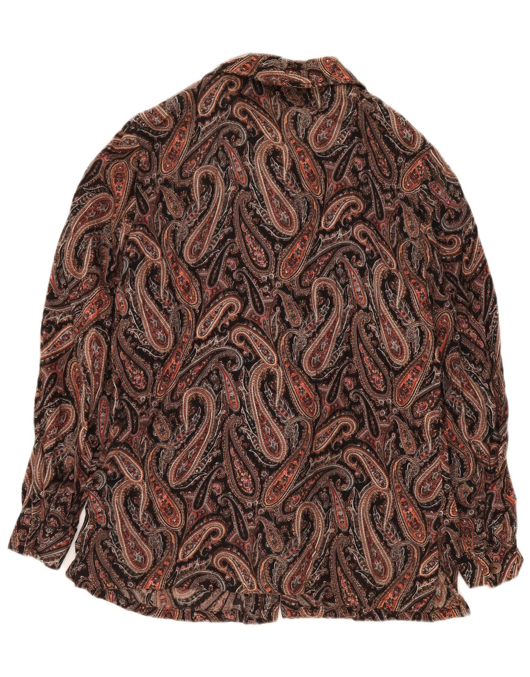 VINTAGE Γυναικείο Πουκάμισο UK 14 Large Black Paisley