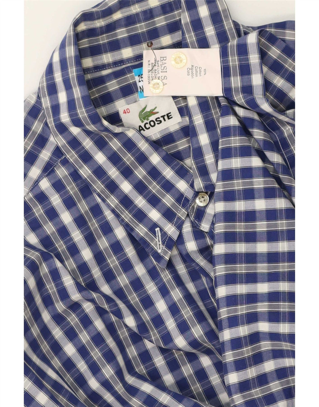 Ανδρικό κοντομάνικο πουκάμισο Lacoste Μέγεθος 40 Μεσαίο Μπλε βαμβακερό Gingham
