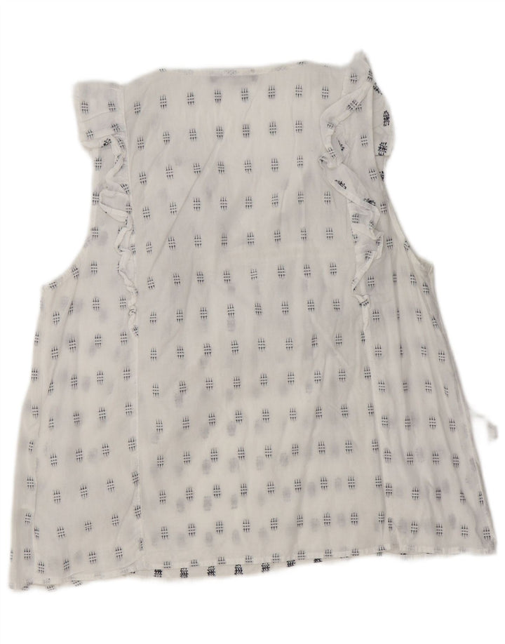 MARKS & SPENCER Γυναικεία αμάνικη μπλούζα τοπ UK 16 Large White Geometric
