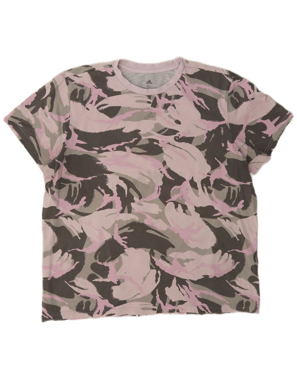 Γυναικείο T-Shirt Adidas Top UK 20/22 XL Πολύχρωμο βαμβακερό καμουφλάζ