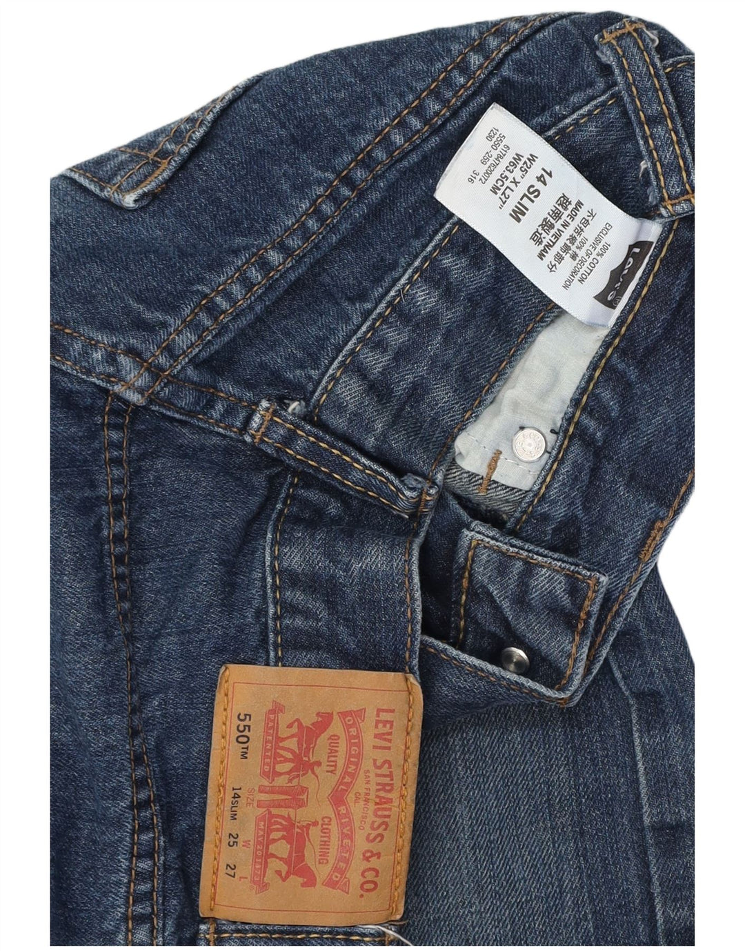 LEVI'S Boys 550 Relaxed Fit Straight Jeans 13-14 ετών W25 L27 Blue