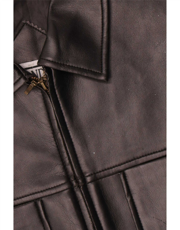 Vintage Γυναικείο Δερμάτινο Gilet UK 10 Small Black
