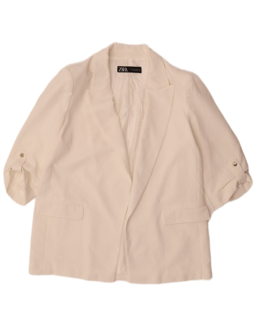 Zara Γυναικείο μπουφάν 3/4 με ανοιχτό μανίκι UK 18 XL Λευκό Πολυεστέρας