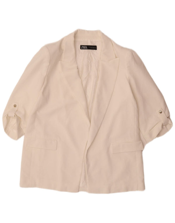 Zara Γυναικείο μπουφάν 3/4 με ανοιχτό μανίκι UK 18 XL Λευκό Πολυεστέρας