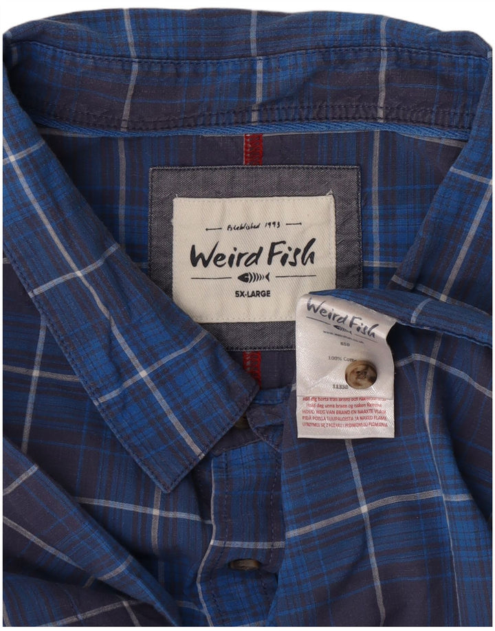 Ανδρικό κοντομάνικο πουκάμισο Weird Fish 5XL Blue Check Cotton