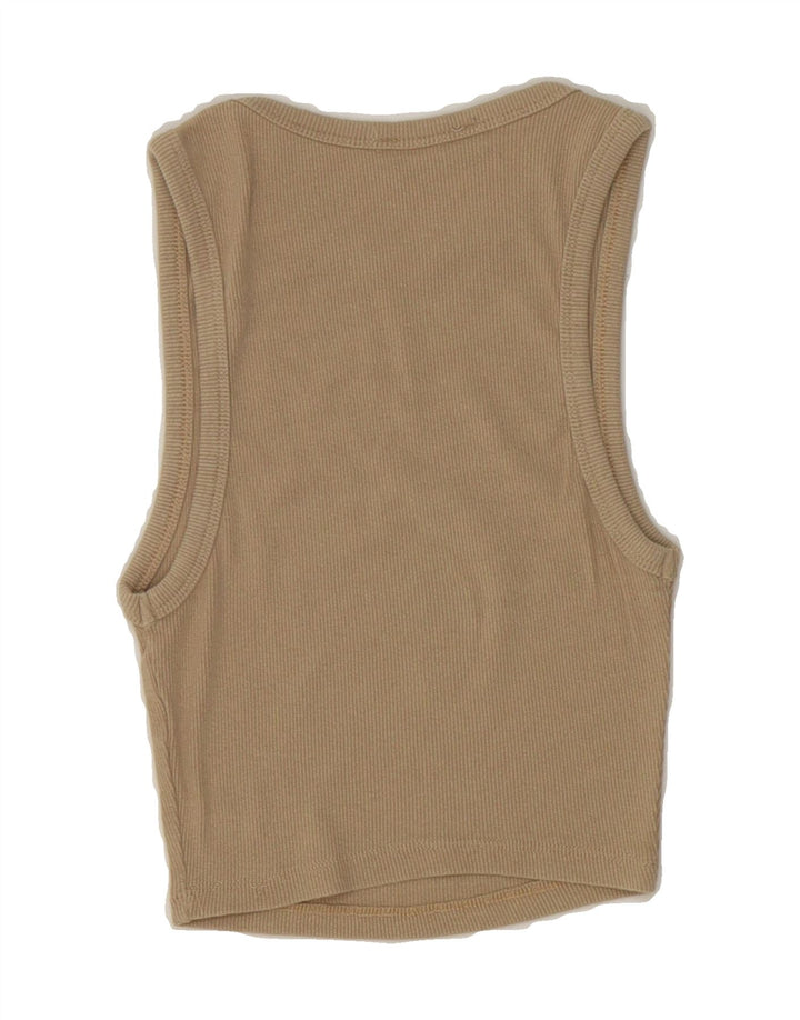 ZARA Womens Crop Vest Top UK 8 Small Beige Vintage Zara and Second-Hand Zara from Messina Hembry 