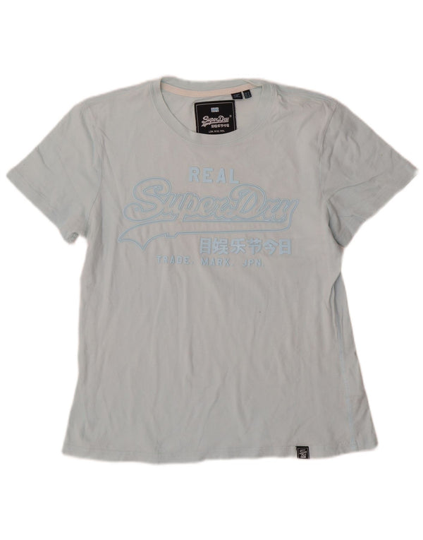Γυναικείο γραφικό μπλουζάκι Superdry Top UK 12 μεσαίο μπλε βαμβακερό