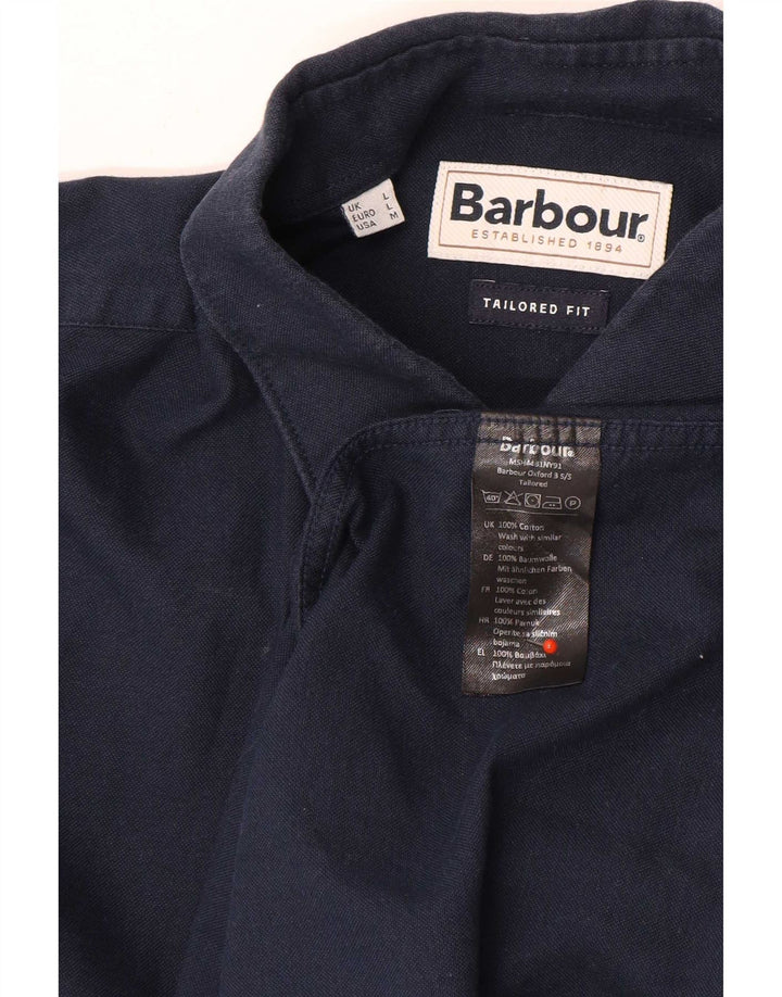 Ανδρικό πουκάμισο Barbour με κοντό μανίκι, μεσαίο ναυτικό, βαμβακερό