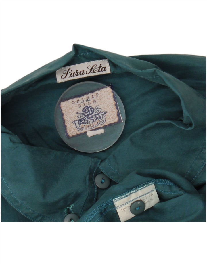 Ανδρικό κοντομάνικο πουκάμισο με φαρδιά εφαρμογή VINTAGE, μεσαίο πράσινο μεταξωτό